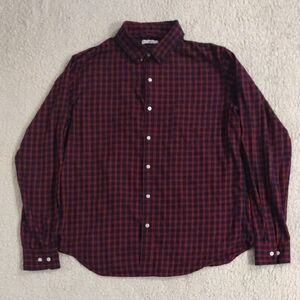 American Rag AR321 Size Large Classic Red Navy Blue Plaid Dress Shirt Formal